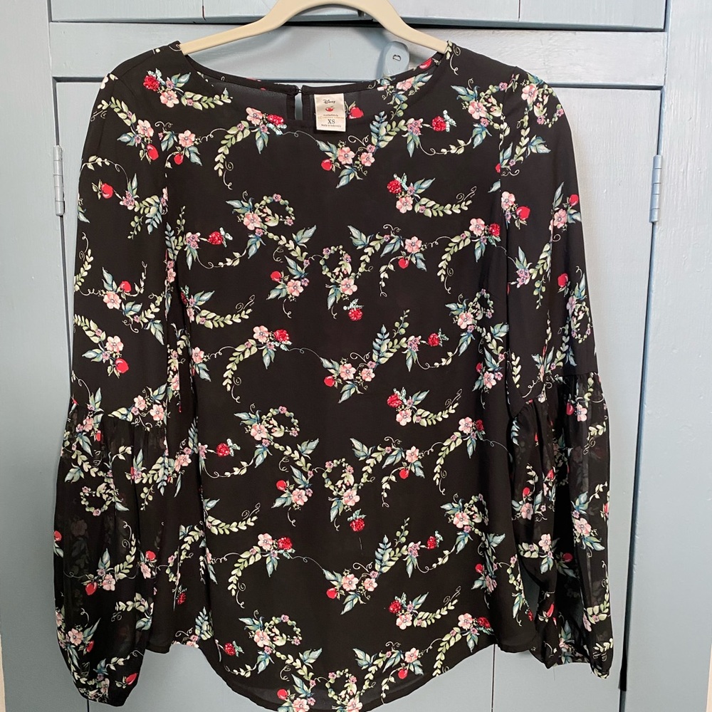 LC Lauren Conrad x Disney Black Embellished Long Sleeved Blouse